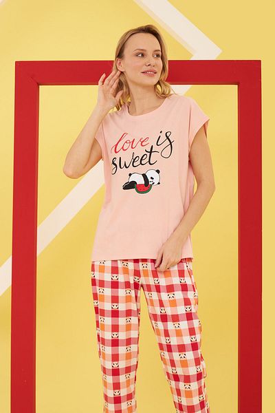 NBB Σετ πιτζάμες Pink Love Is Sweet The Sleeping Panda