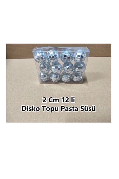bizdenpastacılık 2 cm Wide Set of 12 Disco Ball Cake Decorations
