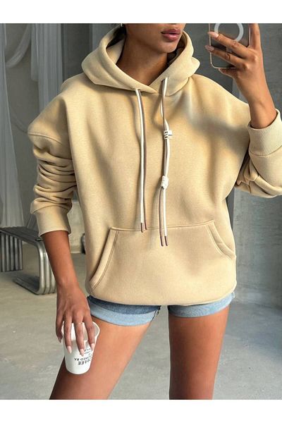 İLKCET MODA Γυναικείο φούτερ Oversize με λεπτομέρεια δαντέλας