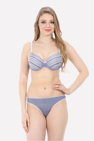 LOYA Snur albastru bleumarin cu model etnic