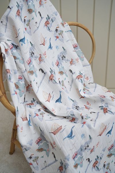Tuğba Kuğu Earth Animal Patterned Printed Muslin Fabric