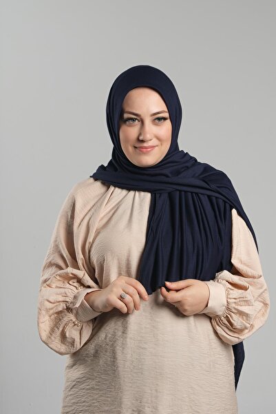 HÜRREM BONE Μπλε σχολικό σάλι πρακτικής χρήσης, βισκόζης με σφουγγάρι στο μπροστινό μέρος, χτενισμένο βαμβακερό σάλι 2202_02