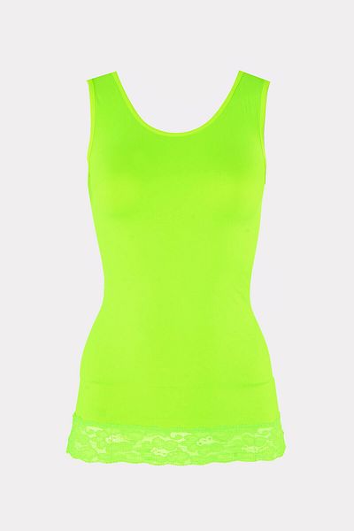 NBB Phosphor Green Seamless Lace Wide Strap Tank Top