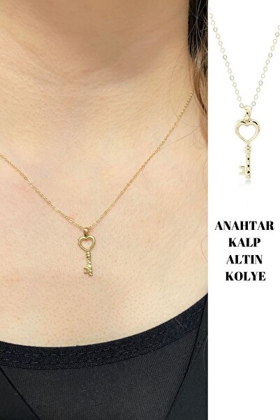 Hepimitu Kalpli Anahtar Altın Kolye