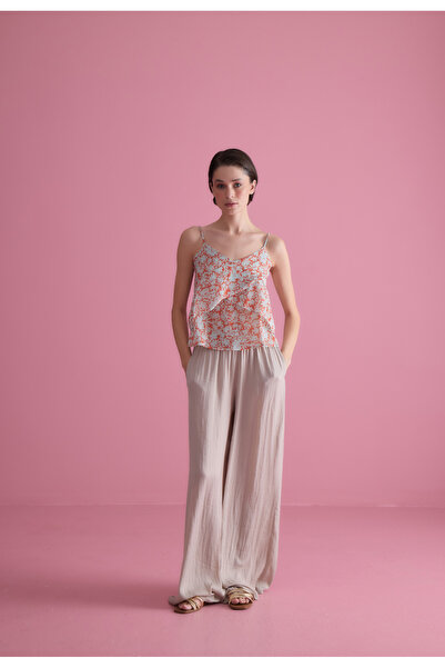 TUBİA Γυναικεία μπλούζα με φλοράλ σχέδιο μέντας