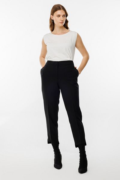 Ekol Plus Size Black Elastic Waist Pants 4017