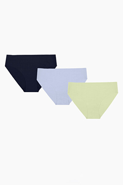 NBB Açık Haki Mavi Lacivert 3lü Lazer Kesim Iz Yapmaz Basic Külot