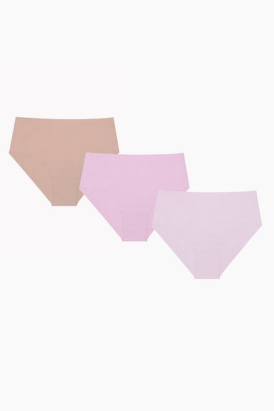 NBB Ανοιχτό ροζ Dusty Rose Light Brown 3 τεμαχίων Laser χωρίς σημάδια ψηλόμεσο εσώρουχο