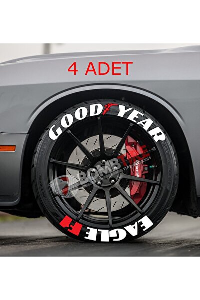 bombtire ملصق Goodyear Eagle Auto/Motor - حروف مطاطية، نقش تزوير، 2.5 سم 4 قطع (صناعة الولايات المتحدة الأمريكية)