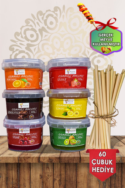 Festiva Osmanlı Macunu Hazır Seti 6 Çeşit 300gr. Meyveli Çikolata Dahil - 60 Adet Macun Çubuğu Hediyeli