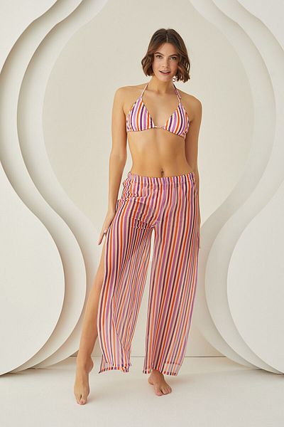 LOYA Colorful Stripes Pareo Trousers with Slit Detail