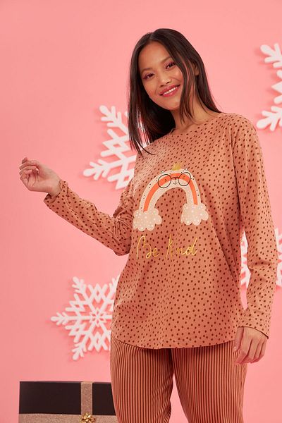 NBB Brown Be Kind Spotted Pajama Set