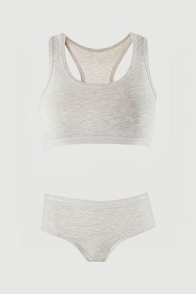 NBB Γκρι Glitter Sports Bustier Σετ σορτς