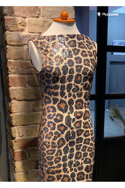 Puledro Young Leopard Pattern Sequined Long Dress