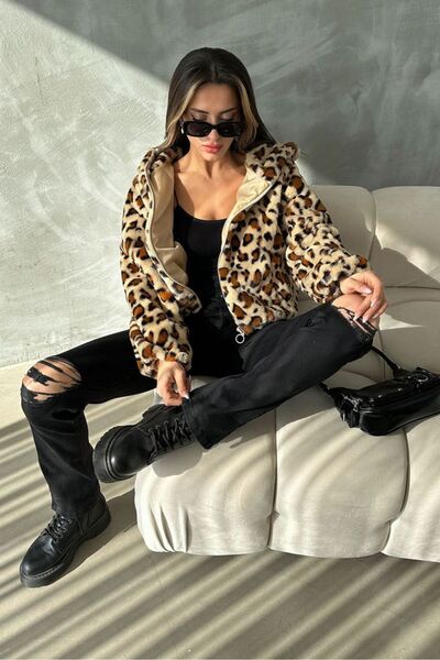 VERYMODA Palton cu imprimeu leopard - Leopard de piatră închisă la culoare | ...