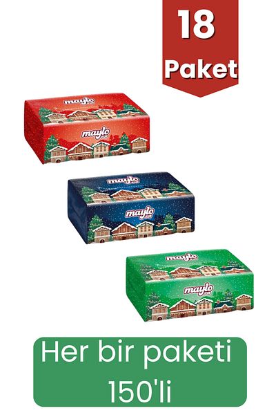 Maylo Winter Series Mix Puff Wipes 150 Pack - 18 Pack