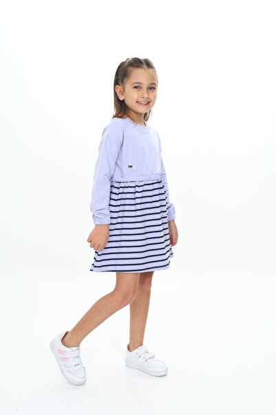 Toontoy Φόρεμα για κορίτσια με λεπτομέρεια με ρίγες με κέντημα