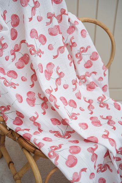 Tuğba Kuğu Printed Muslin Fabric |   Cherry and Ribbon