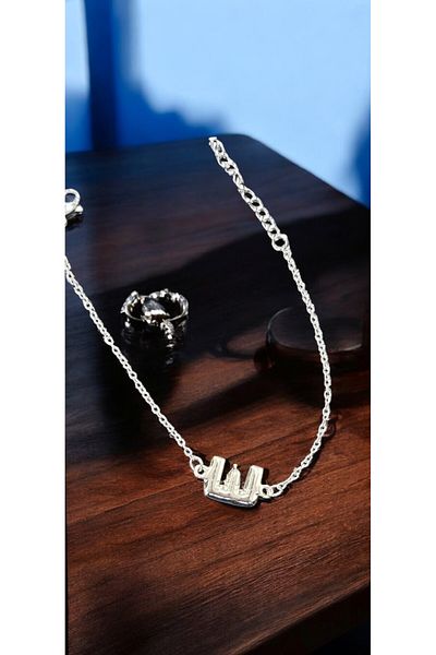 SOSYETEZGAHI Ribbed Letter E Steel Silver Color Bracelet