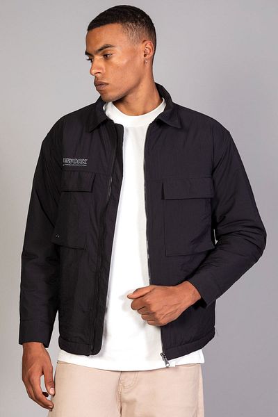 LTC Jeans Men's Black (WITH QUILTED FIBER INSIDE) Relaxed Fit Crinkle Puffer Jacket