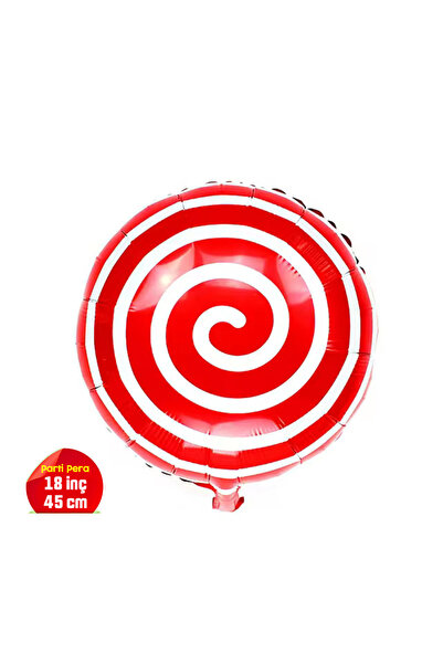 parti pera Kırmızı Beyaz Şeker Folyo Balon 18 inç 45 cm Yılbaşı Süsü
