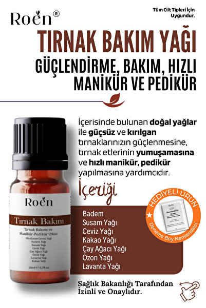 Roen Doğal Tırnak Besleyici Bakım Yağı, Tırnak Mantar, Tırnak Sertleştirme, B...