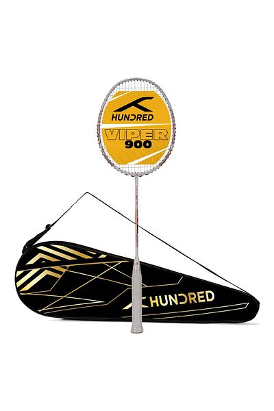 Hundred Viper 900 Carbon Fiber Badminton Racket | White/red | 79g | 32lbs Tension