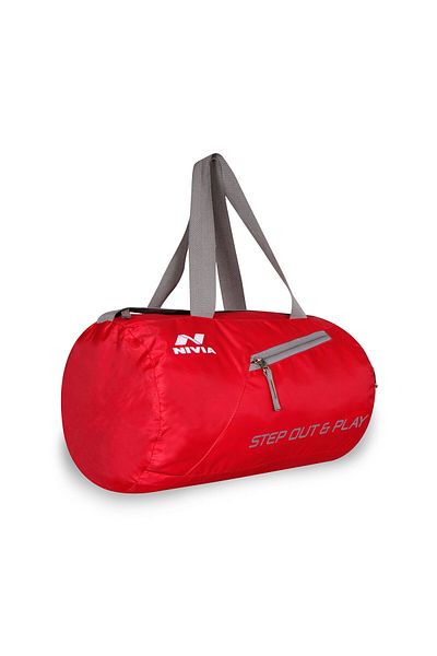 Nivia Deflate Round 01 Gym Bag | Red/grey | 20l | Shoulder Bag | Fitness | Sports & Travel Bag