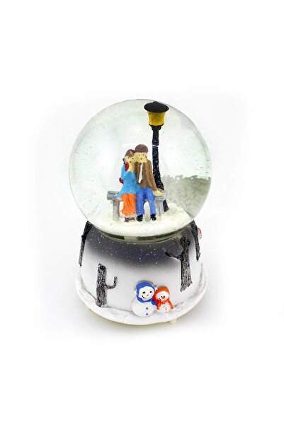 Showparty Kar Küresi Kurmalı Büyük Boy Bankta Oturan Aşıklar Sulu Küre