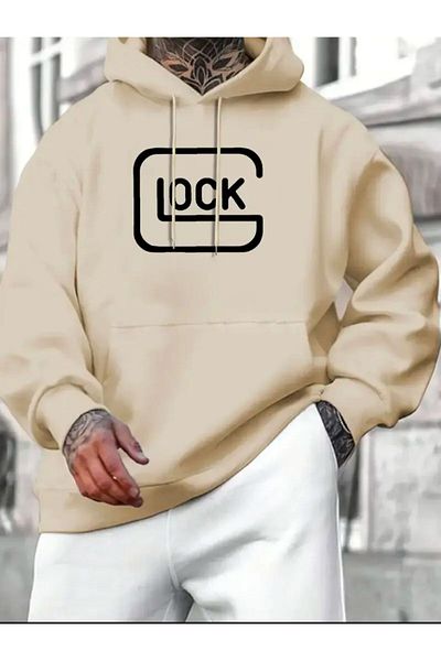 Medinenur Lock Printed Hooded Pocket Sweatshirt