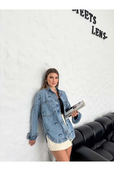 SOLİS MODA Дънково яке с детайл от бродерия