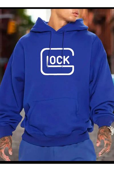Medinenur Lock Printed Hooded Pocket Sweatshirt