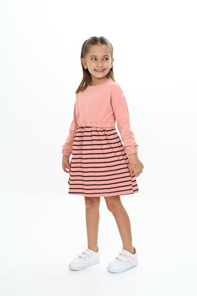 Toontoy Φόρεμα για κορίτσια με λεπτομέρεια με ρίγες με κέντημα