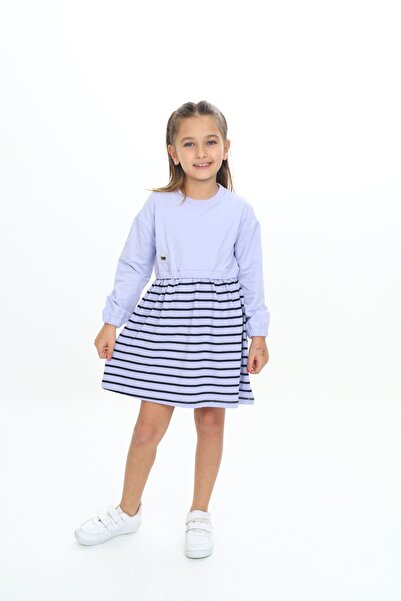 Toontoy Φόρεμα για κορίτσια με λεπτομέρεια με ρίγες με κέντημα