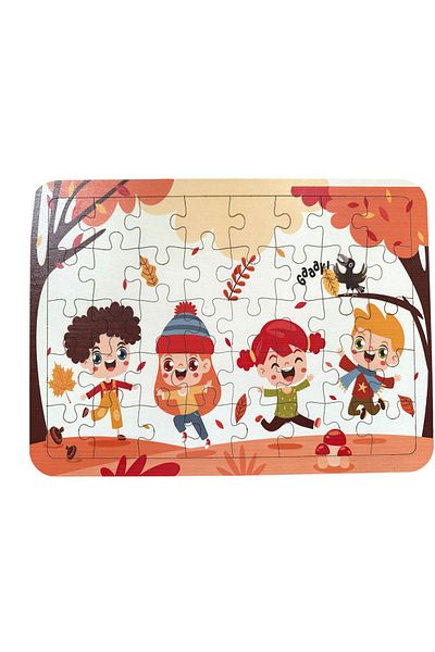 Uçandaire Kids in Autumn Puzzle 40 Pieces Wooden Puzzle 31X21Cm