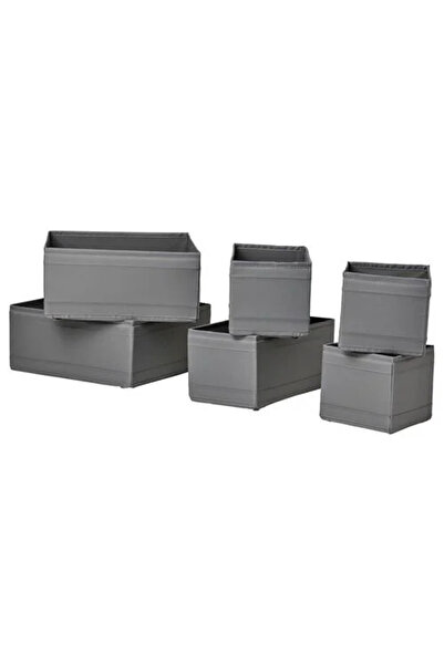 SUMUHOME Dark Gray 6 Piece Bin and Box Set, Organizer, Storage Solution