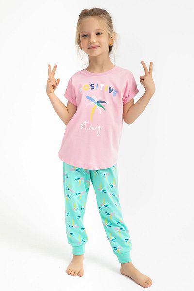 Rolypoly Pink Positive Stay Double Suit for 2-15 Years Old Girl