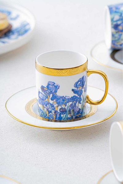 ACAR Hxf-06860 Lanthe Lone Blue Set of 6 Coffee Cups