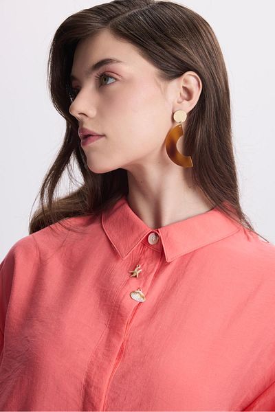 Zühre Pomegranate Flower Patterned Tunic - Accessory Detailed, Model 1459