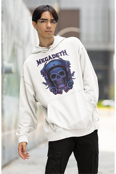 Fuddy Moda Φούτερ με κουκούλα μεγάλου μεγέθους Unisex με σχέδιο Megadeth