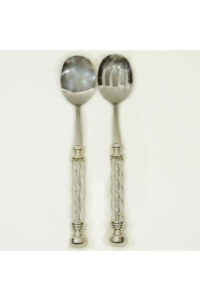 ÇAMLICA HOME Crystal 2 Piece Salad Serving Set in Silver