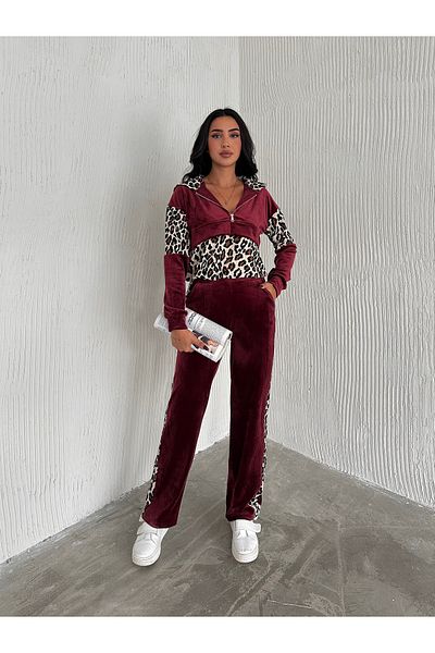 winmoda Σετ φόρμας Velvet - Leopard Print Velvet Tracksuit