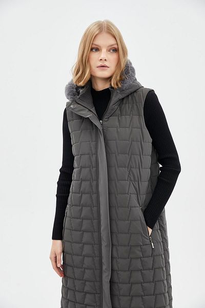 Zühre Vestă afumată cu glugă cu model matlasat Y-0084