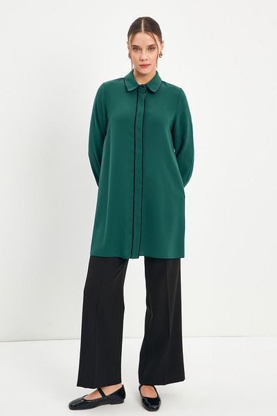 Zühre Stripe Detailed Emerald Tunic T-1498