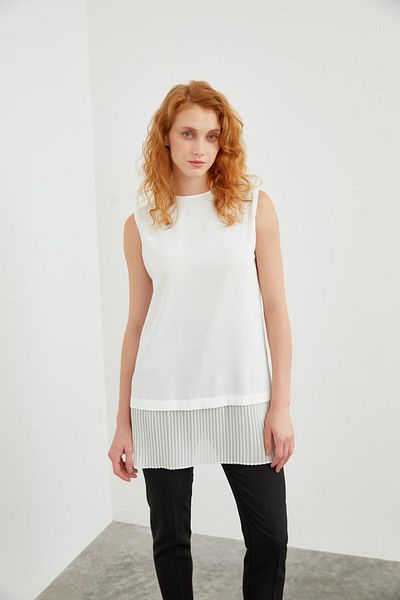 Zühre Bicycle Collar Sleeveless Pleated Underwear