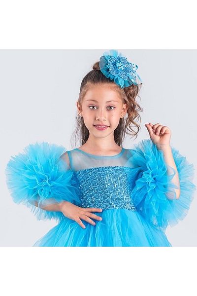 Mnk Baby&Kids M00666 Μοντέλο Pompom Αξεσουάρ - Μανίκι και Κλιπ μαλλιών, ΜΠΛΕ