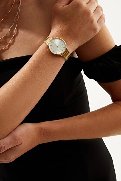 ÇENÇEN Çelik Altın Renk Dijital Led Ekran Tuşlu Kol Saati