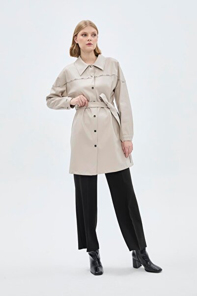 Zühre Кам'яна шкіра сорочка комір туніка - кнопка деталі T-1476