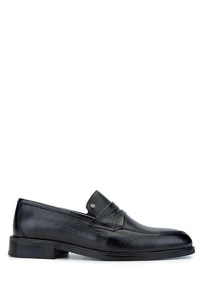 Tamer Tanca Men's Genuine Leather Black Floater Loafer Shoes