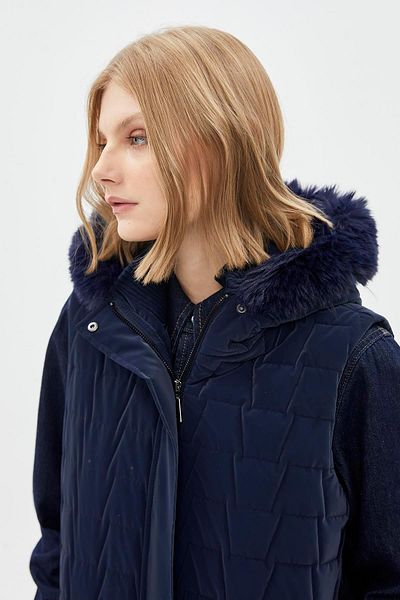 Zühre Vestă cu glugă cu model matlasat, albastru bleumarin Y-0084